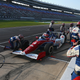 Verizon IndyCar Series Conor Daly actually taking a pit stop at Texas Motor Speedway, which he should have done off of the race track as well. Photo credit: Sarah Crabill/Getty Images